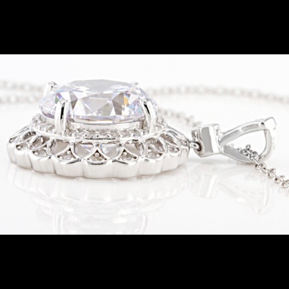 White Cubic Zirconia Rhodium Over Sterling Silver Pendant With Chain 10.77ctw - Picture 3 of 6